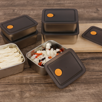 Kit com 16 Potes de Aço Inoxidável Linha Premium, com Tampas Antivazamento, Resistentes ao Freezer e a Altas Temperaturas