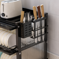 Escorredor de Pratos Inteligente de 3 Níveis em, Aço Inox + BRINDE Kit Utensílios de Cozinha