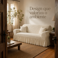 [LEVE 2 PAGUE 1] Capa de Sofá Florence em Algodão com Saias Laterais + 2 Almofadas Inclusas