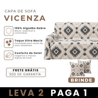 [LEVE 2 PAGUE 1] Capa de Sofá Vicenza em Algodão com Saias Laterais + 2 Almofadas Inclusas