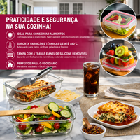 Kit com 15 Frascos Herméticos de Vidro + 10 Copos de Vidro Aruba [ÚLTIMAS UNIDADES EM ESTOQUE!]